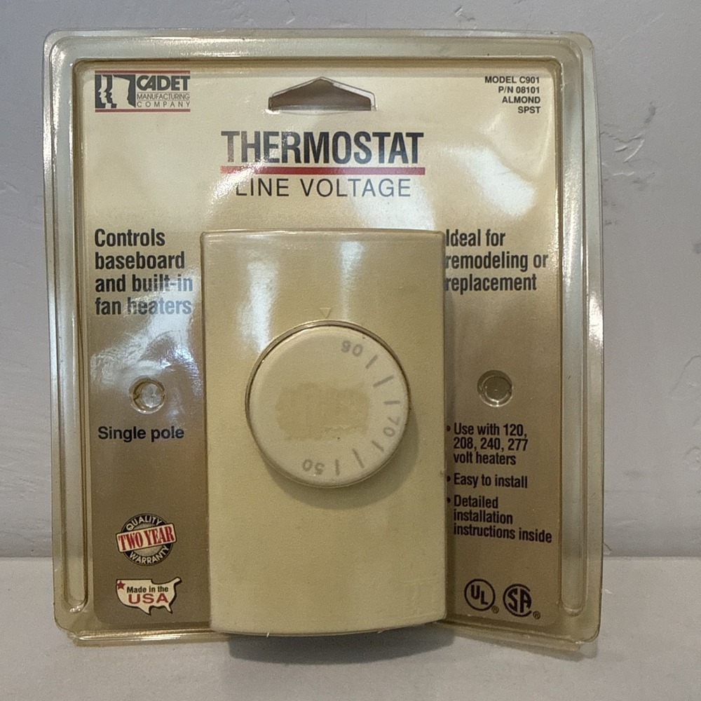 Cadet C901 Wall-Mounted Thermostat Line Voltage Almond for Baseboard Heaters